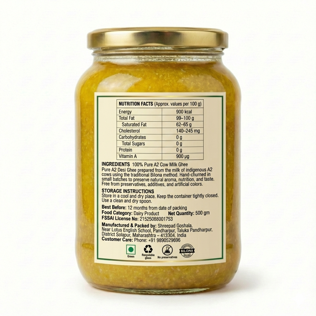 Golden A2 Gir Cow Ghee Bottle 1 Litre
